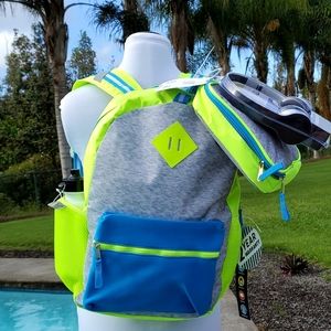 L2D 16" Backpack with Lunch Bag & Headphones, Neon